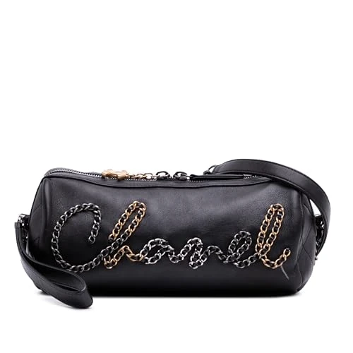 Chanel Calfskin Signature Chain Signe Bowling Bag - Black