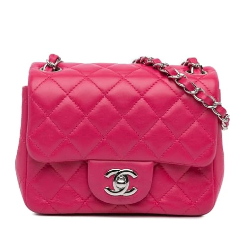 Chanel Pre-Loved Mini Square Classic Lambskin Single Flap Crossbody Bag