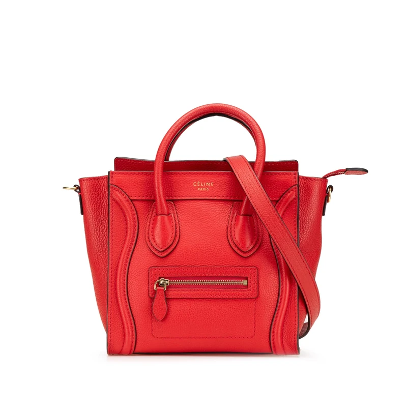Celine Pre-Loved Nano Leather Luggage Tote Handbag