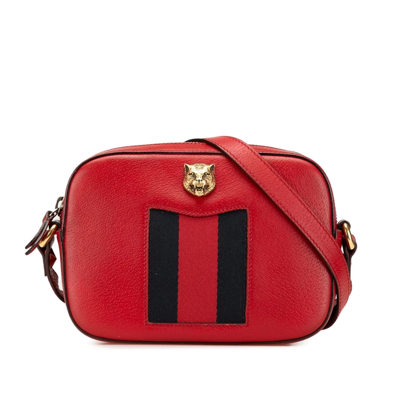 Gucci Pre-Loved Leather Animalier Web Disco Crossbody Bag