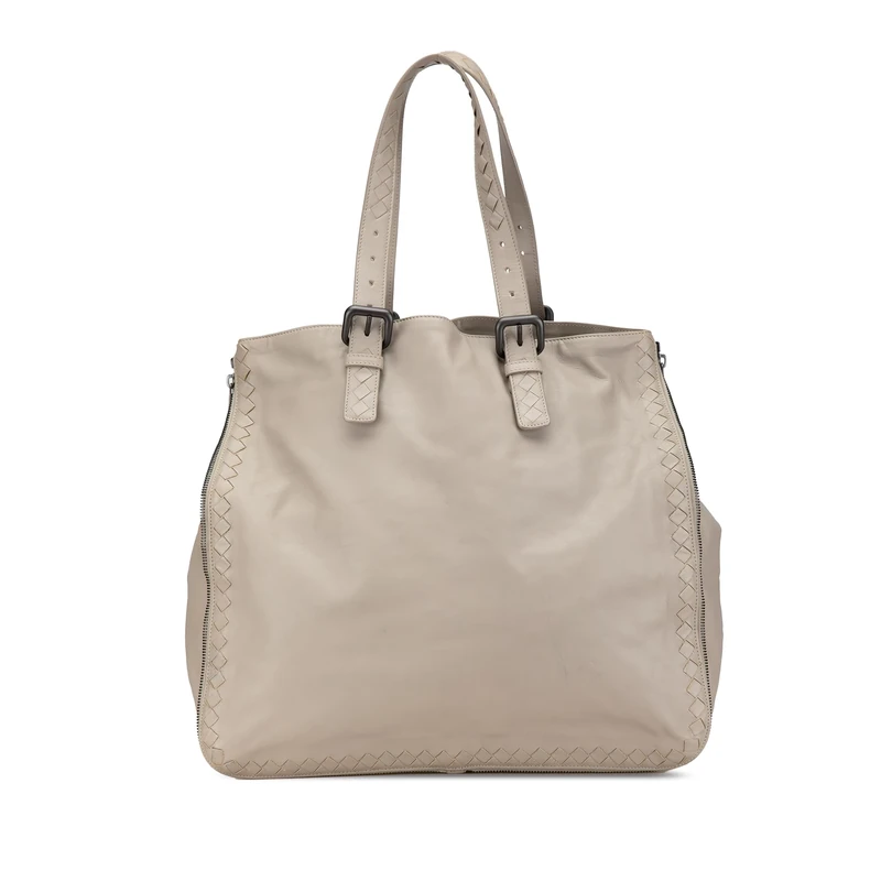 Bottega Veneta Pre-Loved Leather Intrecciato Side Zip Tote Bag
