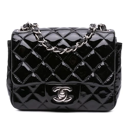 Chanel Pre-Loved Mini Square Classic Patent Single Flap Crossbody Bag