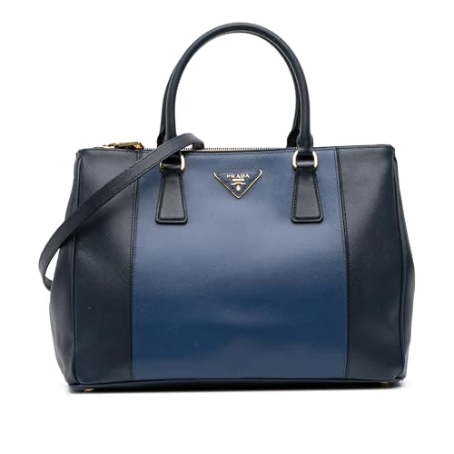 Prada Pre-Loved Medium Bicolor Saffiano Lux Galleria Double Zip Satchel Handbag