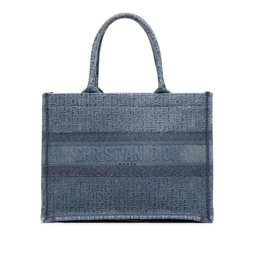 Dior Pre-Loved Medium Oblique Denim Book Tote Bag