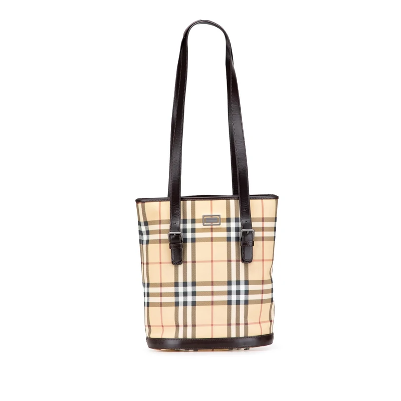 BURBERRY Pre-Loved House Check Coated Canvas Bucket Bag
