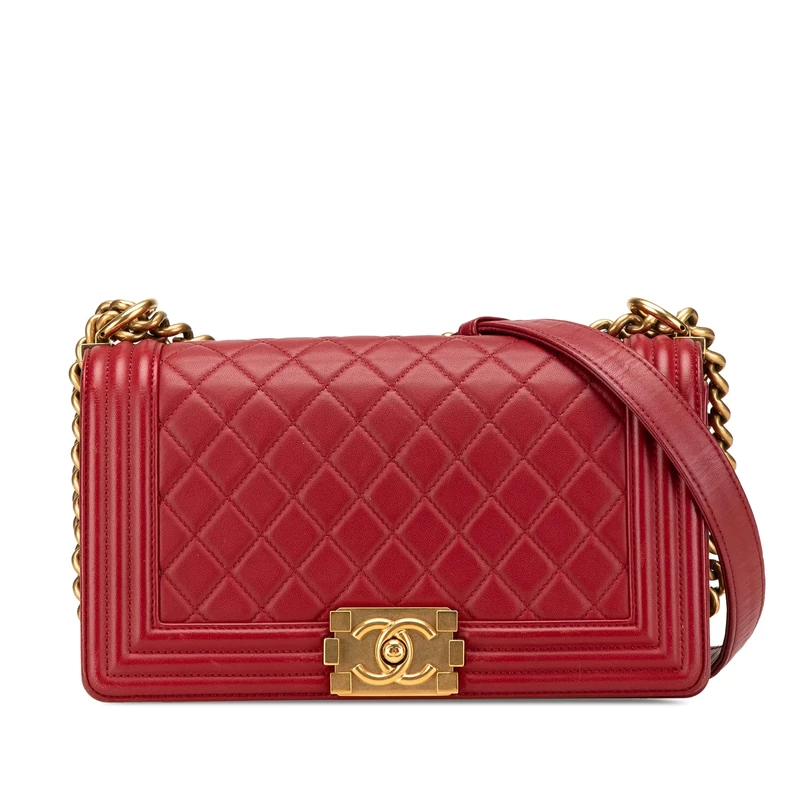 Chanel Pre-Loved Old Medium Quilted Lambskin Boy Flap Crossbody Bag