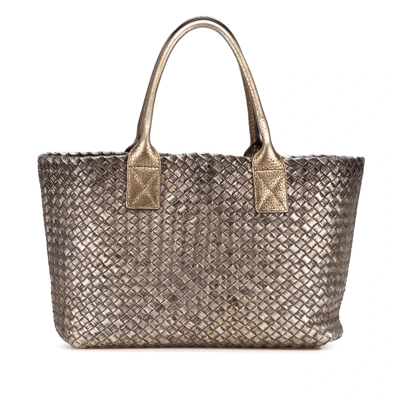 Bottega Veneta Pre-Loved Lambskin Intreccio Cabat Tote Bag