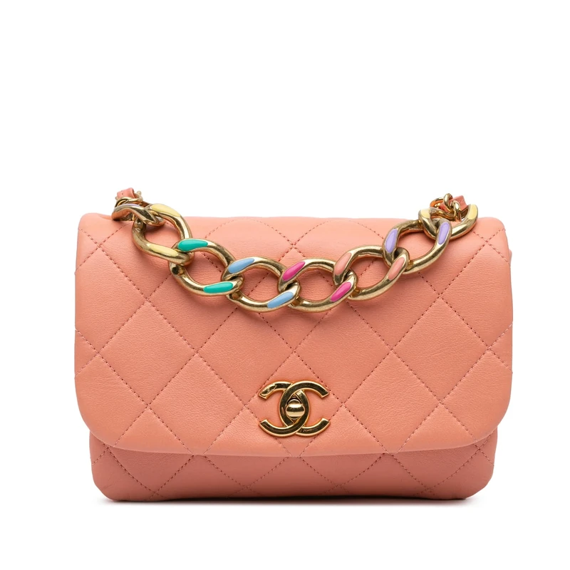 Chanel Pre-Loved Small Lambskin Color Match Flap Handbag