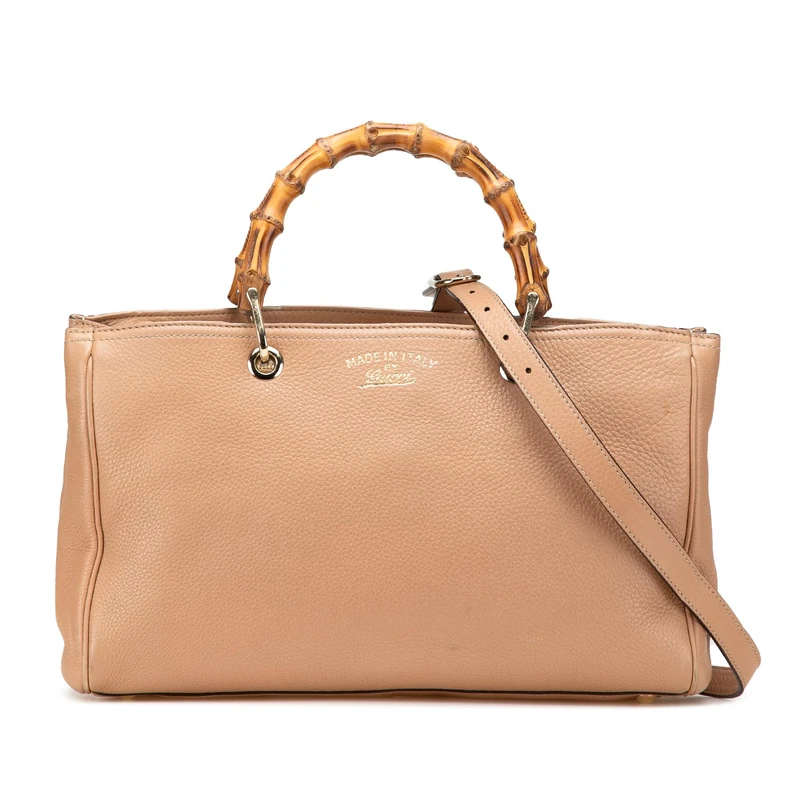 Gucci Pre-Loved Medium Calfskin Bamboo Shopper Satchel Handbag
