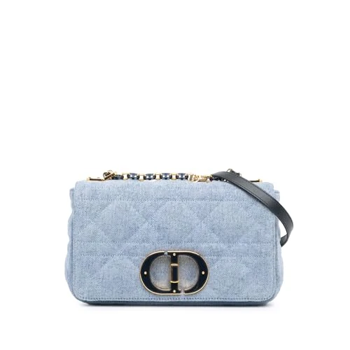 Dior Pre-Loved Medium Denim Macrocannage Caro Bag Crossbody