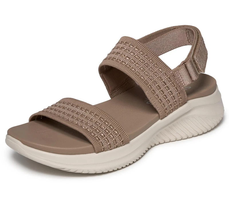 Skechers Women's Double Band Shimmer Knit Hook and Loop Sandals with Yoga Foam - Image 1