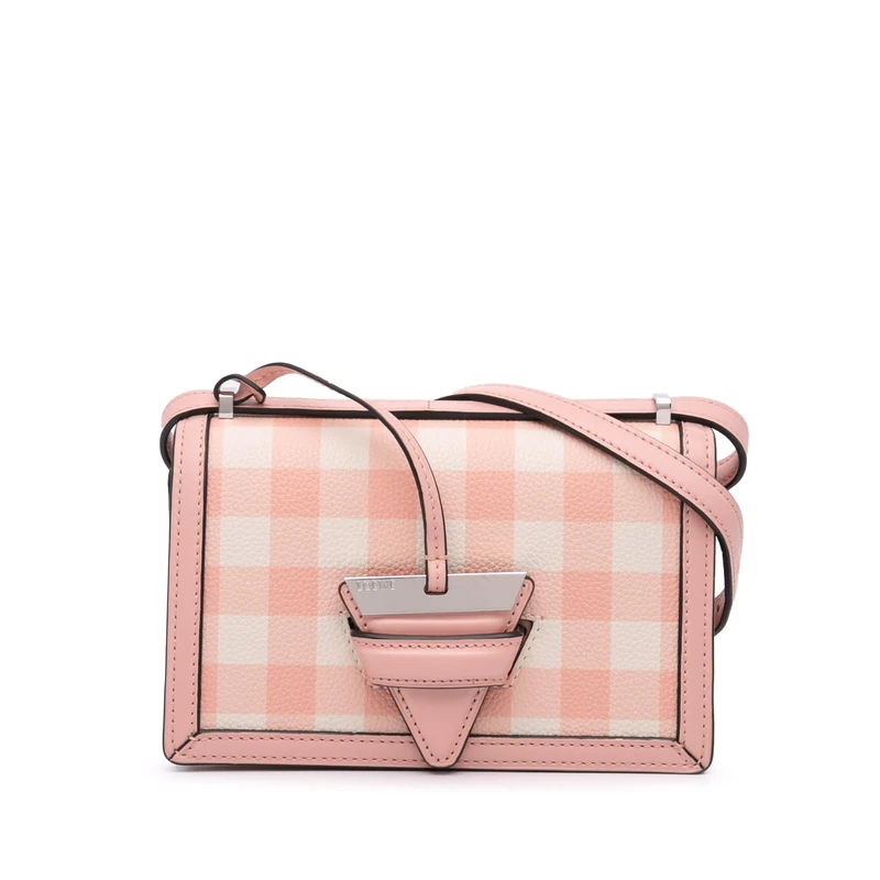 LOEWE Pre-Loved Small Leather Gingham Barcelona Crossbody