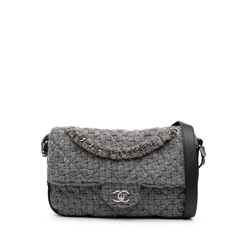 Chanel Pre-Loved Quilted Wool and Calfskin Single Flap