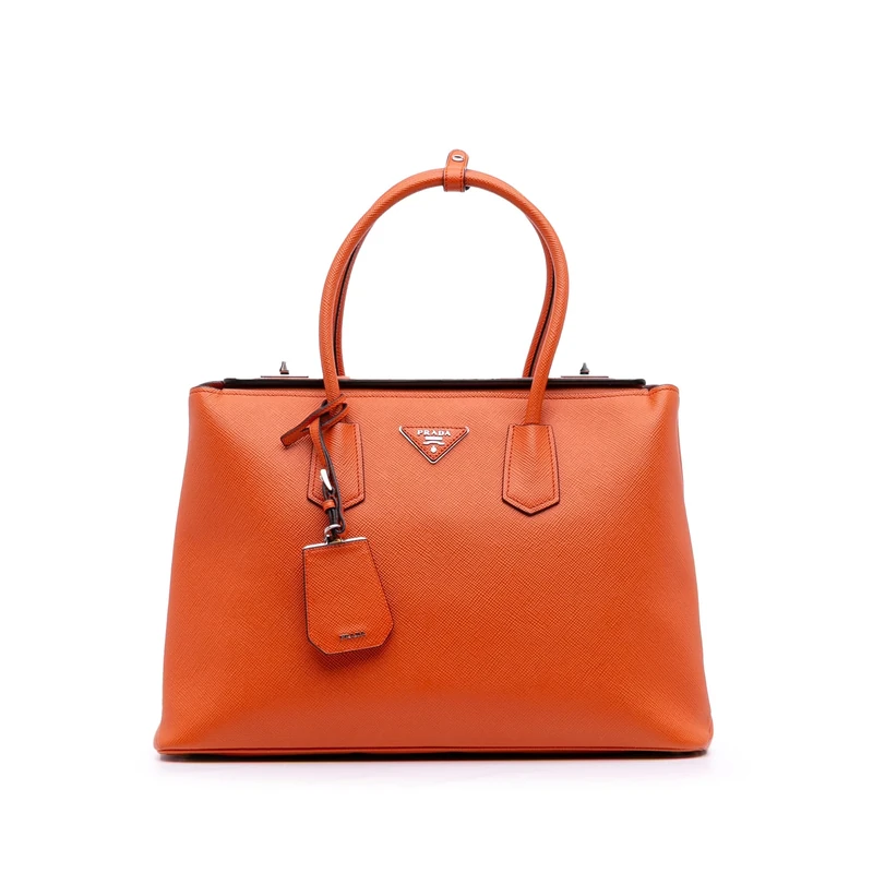 Prada Pre-Loved Saffiano Cuir Turnlock Twin Satchel