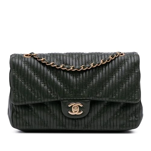 Chanel Pre-Loved Medium Chevron Calfskin Coco Pleats Double Flap Shoulder Bag