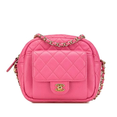 Chanel Pre-Loved Quilted Caviar CC Day Camera Bag Crossbody