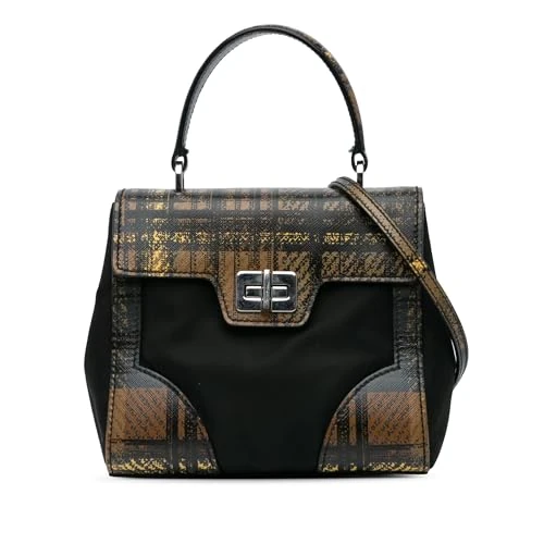 Prada Pre-Loved Tartan Saffiano Trimmed Tessuto Satchel Handbag