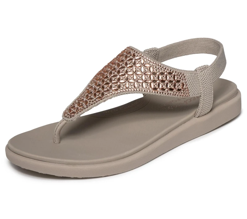 Skechers Women's Meditation Luxe Geo Embellished Stretch Knit Slingback Sandal with Luxe Foam