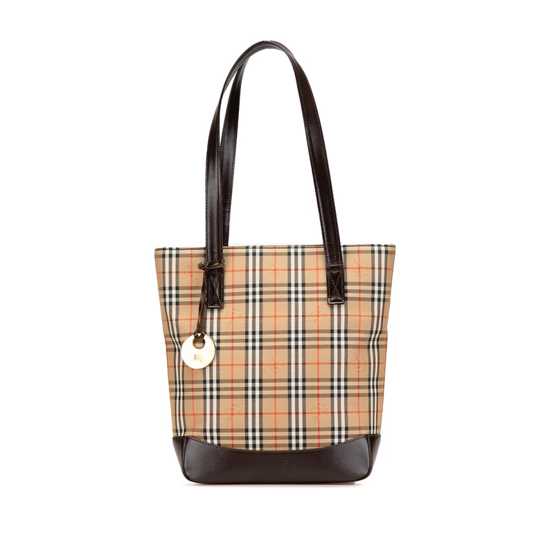 BURBERRY Pre-Loved Haymarket Check Canvas Tote