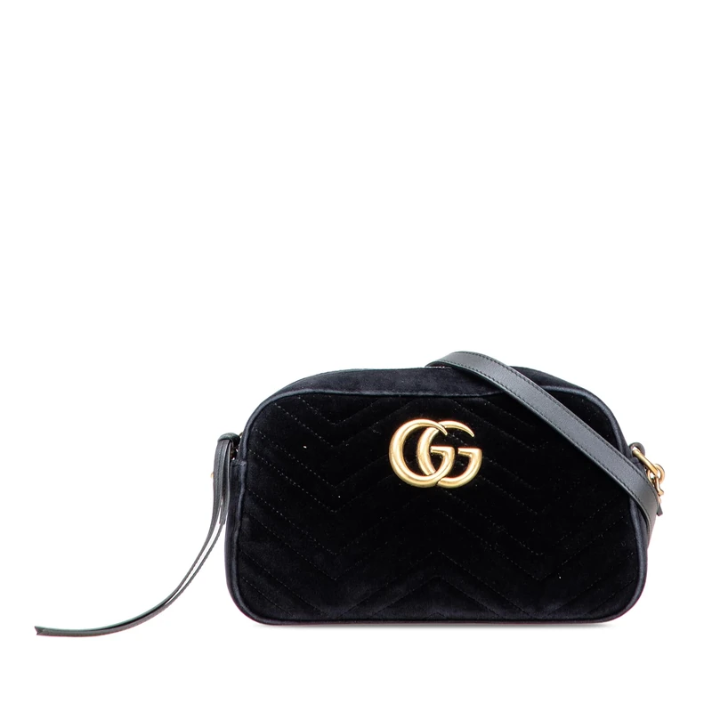 Pre-Loved Small GG Marmont Matelasse Velvet Crossbody Bag