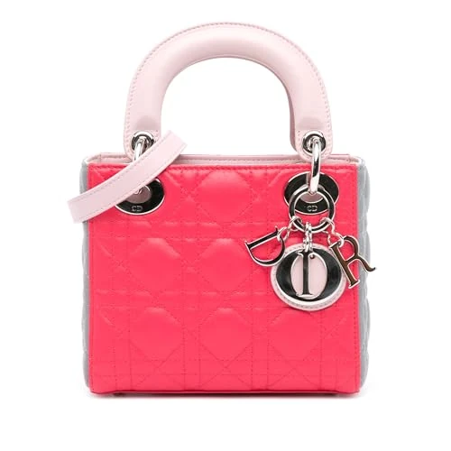 Dior Pre-Loved Mini Tricolor Lambskin Cannage Lady Handbag