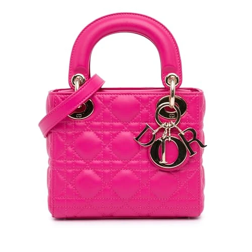Dior Pre-Loved Mini Lambskin Cannage Lady Handbag