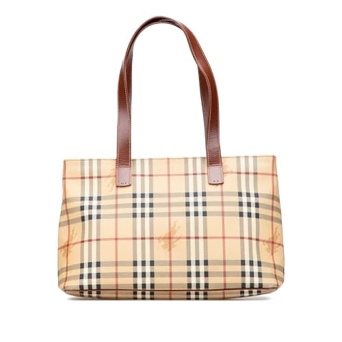 BURBERRY Pre-Loved Haymarket Check Coated Canvas Tote