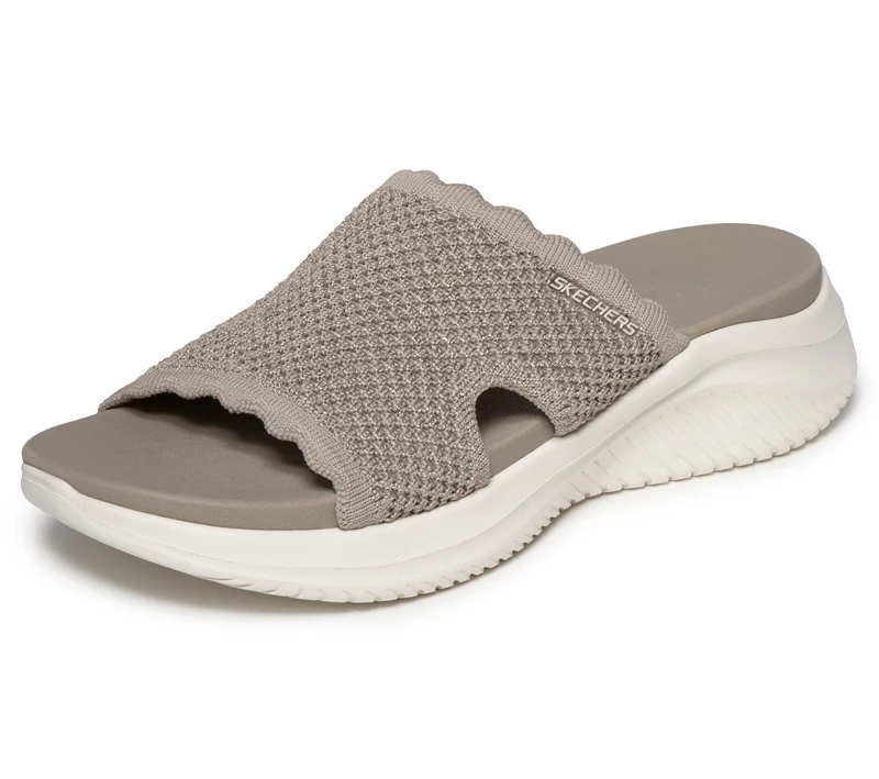 Skechers Women's Scalloped Shimmer Knit Slide Sandals with Yoga Foam