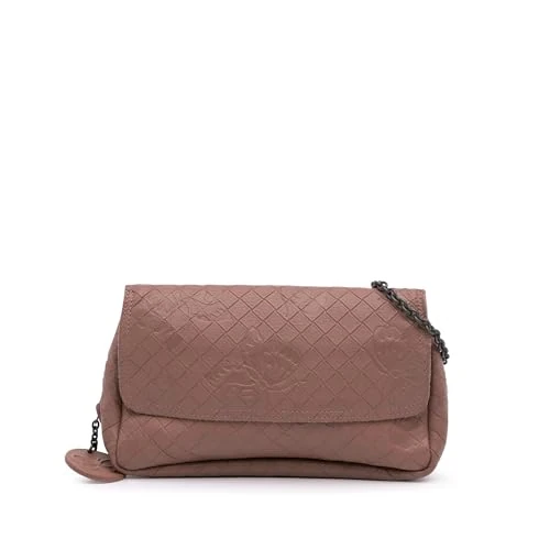 Bottega Veneta Pre-Loved Small Calfskin Intrecciomirage Embossed Butterfly Chain Crossbody Bag