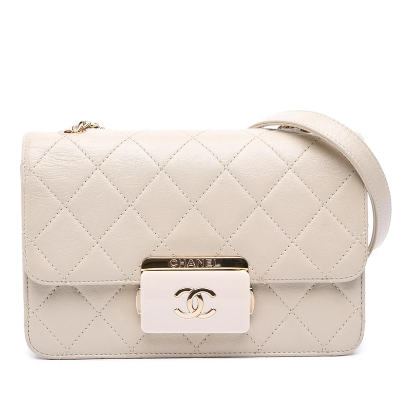 Chanel Pre-Loved Mini Lambskin Beauty Lock Flap Crossbody Bag
