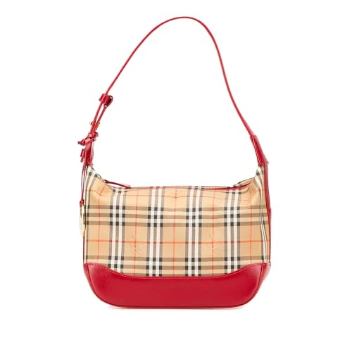 BURBERRY Pre-Loved Haymarket Check Canvas Shoulder Bag
