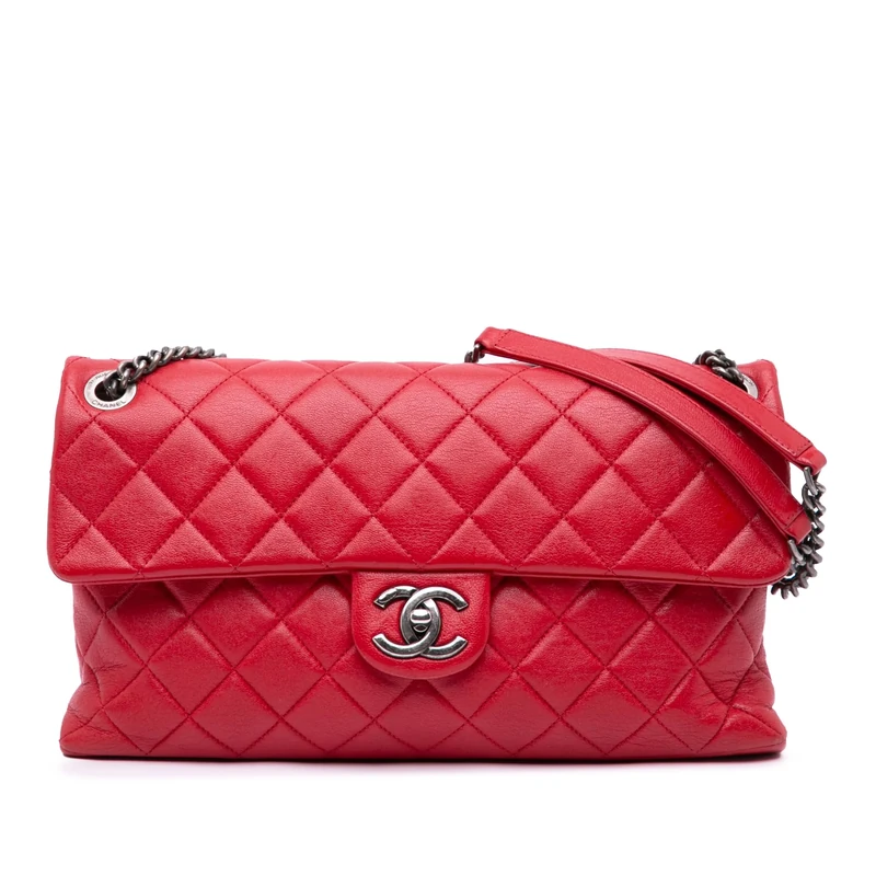 Chanel Large Quilted Lambskin Burgundy Rocks Flap Bag