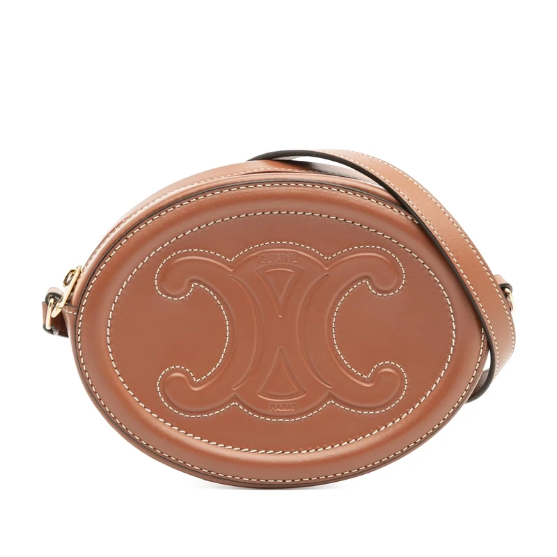 Celine Pre-Loved Small Calfskin Cuir Triomphe Oval Crossbody Bag