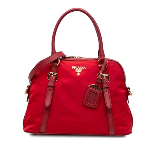 Prada Pre-Loved Saffiano Trimmed Tessuto Dome Satchel