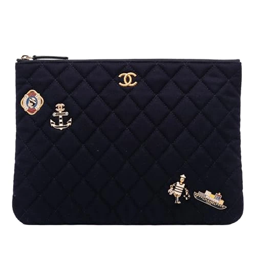 Pre-Loved Paris Hamburg Medium Quilted Wool Coco Sailor Charms O Case Clutch
