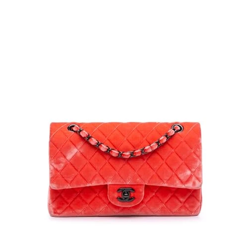 Pre-Loved Medium Classic Velvet Double Flap Shoulder Bag