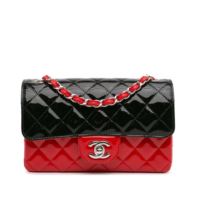 Chanel Pre-Loved Mini Rectangular Bicolor Patent Single Flap