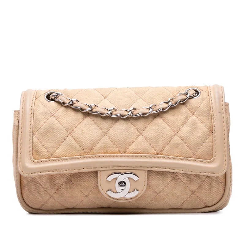 Chanel Pre-Loved Medium Classic Canvas Lambskin Trimmed Double Flap Shoulder Bag