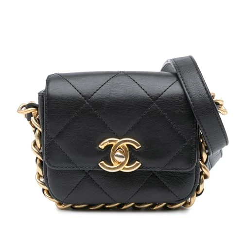 Pre-Loved Mini Quilted Calfskin Framing Chain Flap