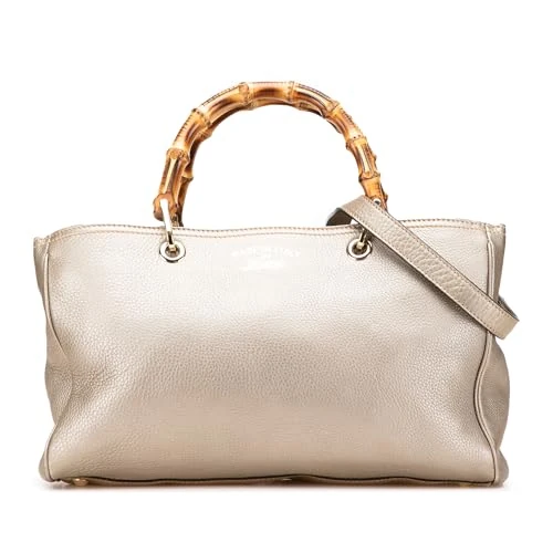 Gucci Pre-Loved Medium Calfskin Bamboo Shopper Satchel Handbag