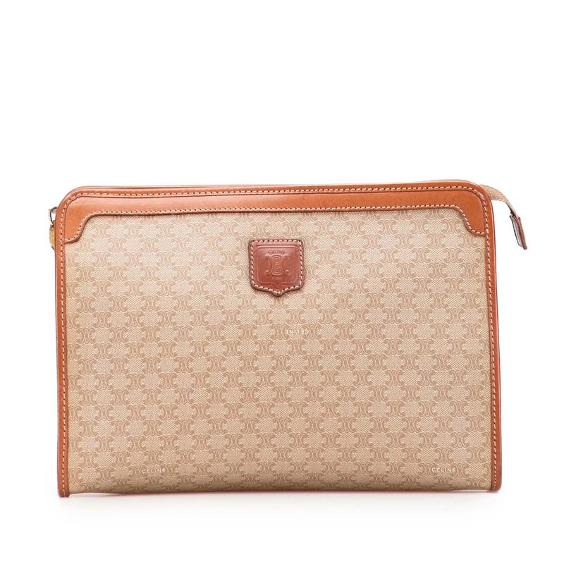 Celine Pre-Loved Macadam Coated Canvas Clutch Bag