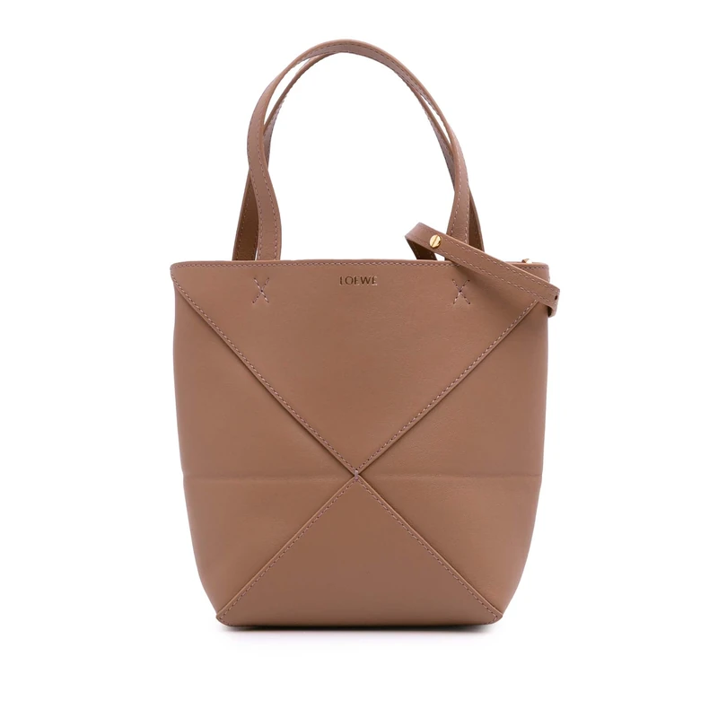 LOEWE Pre-Loved Mini Shiny Calfskin Puzzle Fold Tote Handbag