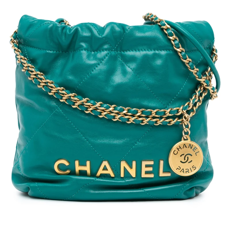 Chanel Pre-Loved Mini Shiny Calfskin 22 Handbag Satchel