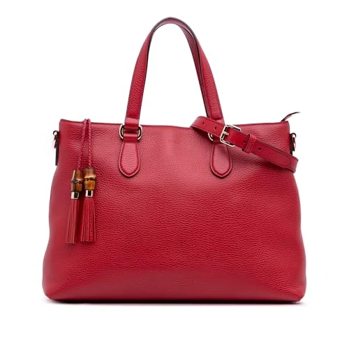 Gucci Pre-Loved Leather Bamboo Tassel Satchel