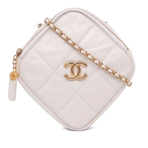 Pre-Loved Quilted Caviar Diamond Clutch With Chain