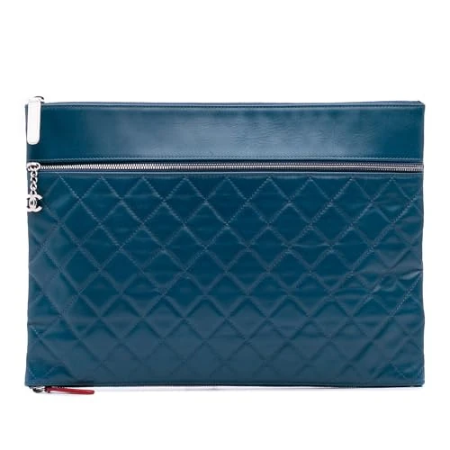 Chanel Pre-Loved Quilted Lambskin Multi Zip Case Clutch Bag