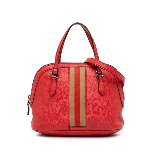 Gucci Pre-Loved Mini Leather Web Dome Satchel Handbag