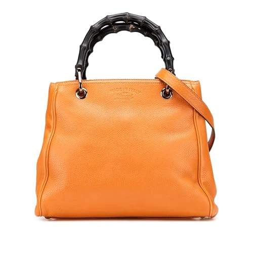 Gucci Pre-Loved Small Calfskin Bamboo Shopper Satchel Handbag