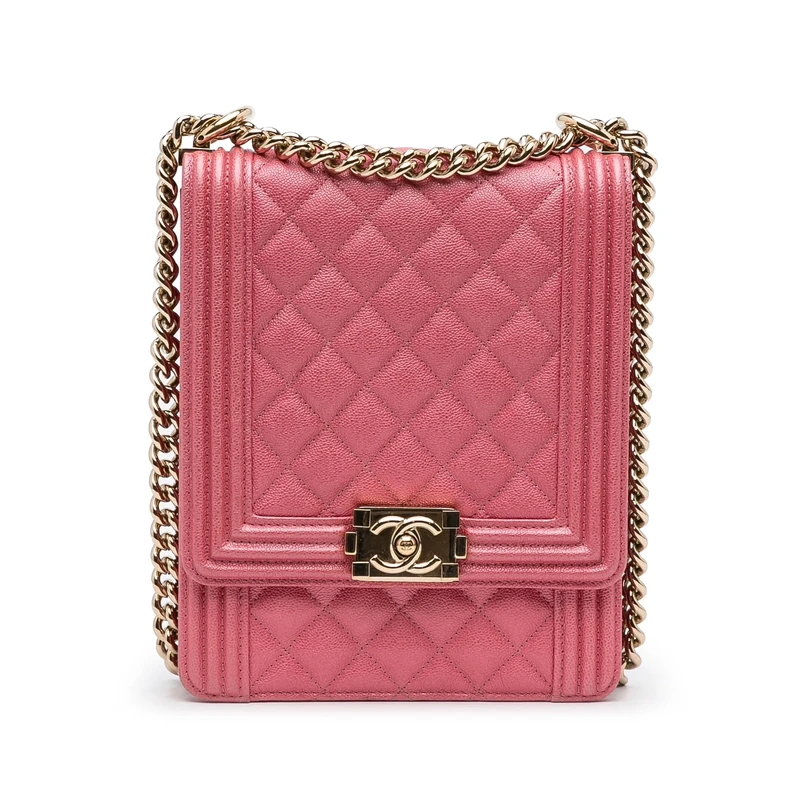 Chanel Pre-Loved Quilted Caviar North South Boy Flap Crossbody Bag