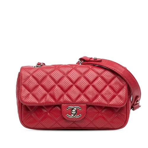 Chanel Pre-Loved Medium Perforated Lambskin Punch Flap Shoulder Bag